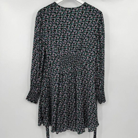 Jason Wu Multi Floral Print Long Sleeve Mini Length Dress Smocked Belted Size 2 - Picture 6 of 10